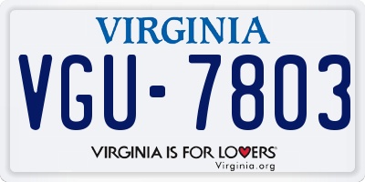 VA license plate VGU7803