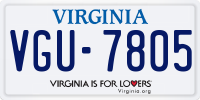 VA license plate VGU7805