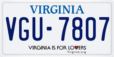 VA license plate VGU7807