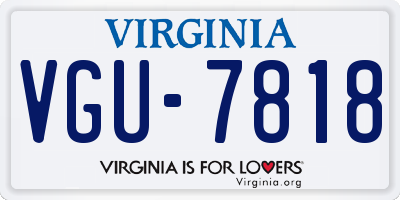 VA license plate VGU7818