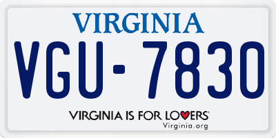 VA license plate VGU7830