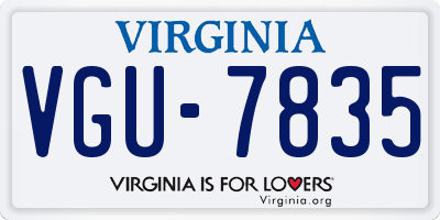 VA license plate VGU7835