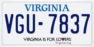 VA license plate VGU7837