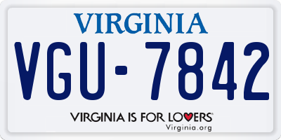 VA license plate VGU7842