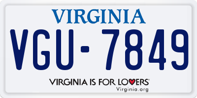 VA license plate VGU7849
