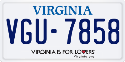 VA license plate VGU7858