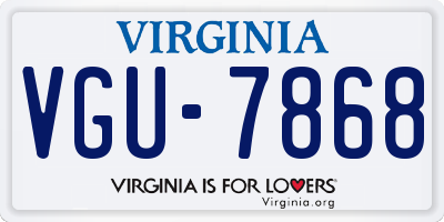 VA license plate VGU7868