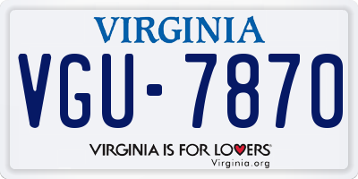 VA license plate VGU7870
