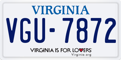 VA license plate VGU7872