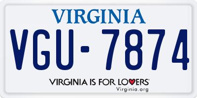 VA license plate VGU7874