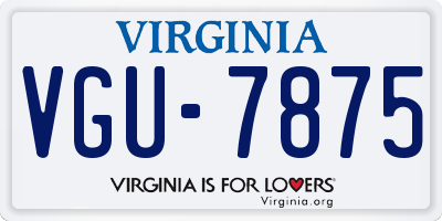 VA license plate VGU7875