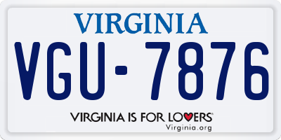 VA license plate VGU7876