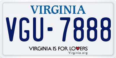 VA license plate VGU7888