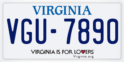 VA license plate VGU7890