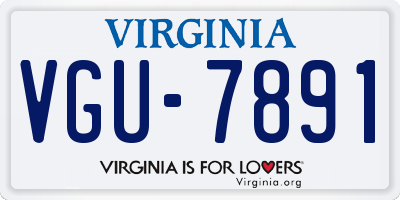 VA license plate VGU7891