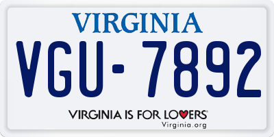 VA license plate VGU7892