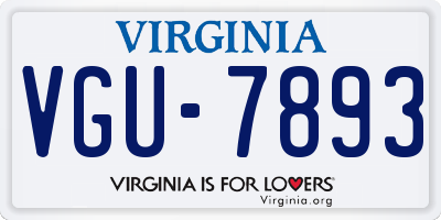 VA license plate VGU7893