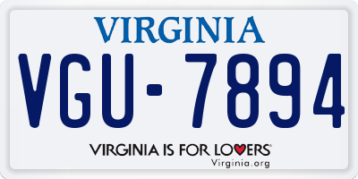 VA license plate VGU7894