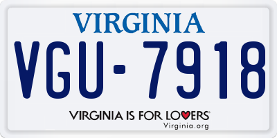 VA license plate VGU7918