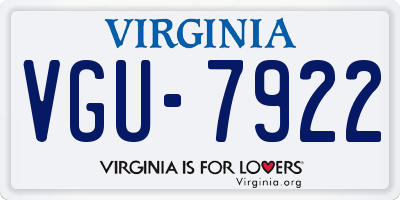 VA license plate VGU7922