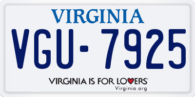 VA license plate VGU7925