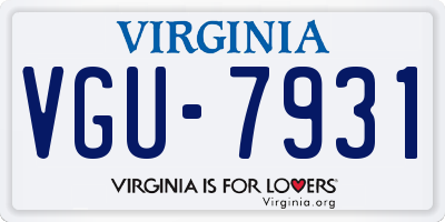 VA license plate VGU7931
