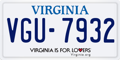VA license plate VGU7932