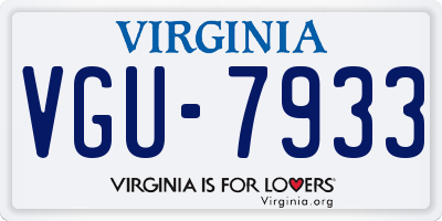 VA license plate VGU7933