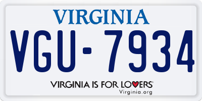 VA license plate VGU7934