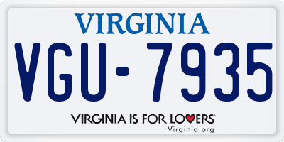 VA license plate VGU7935