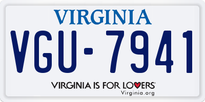 VA license plate VGU7941