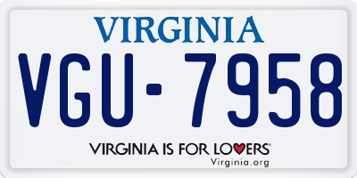 VA license plate VGU7958