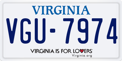 VA license plate VGU7974