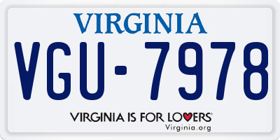 VA license plate VGU7978