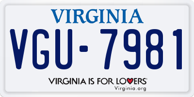 VA license plate VGU7981