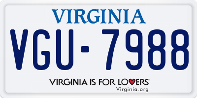 VA license plate VGU7988