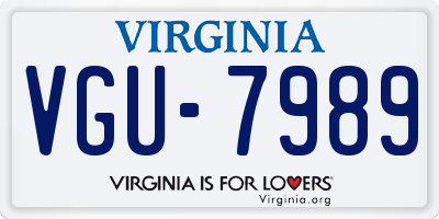 VA license plate VGU7989
