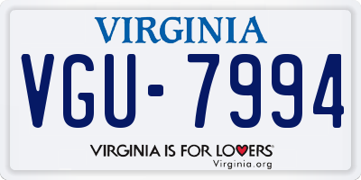 VA license plate VGU7994