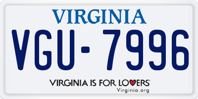 VA license plate VGU7996