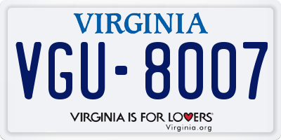VA license plate VGU8007