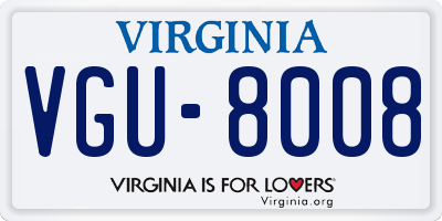 VA license plate VGU8008