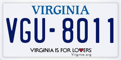 VA license plate VGU8011
