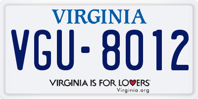 VA license plate VGU8012