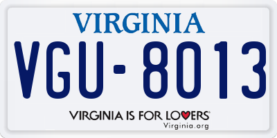 VA license plate VGU8013