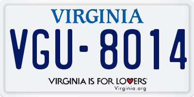 VA license plate VGU8014