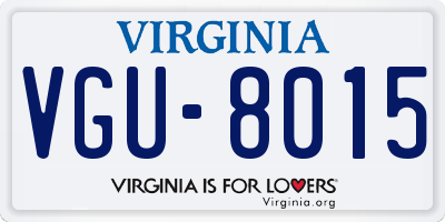 VA license plate VGU8015