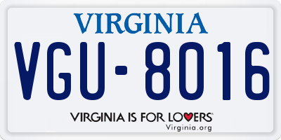 VA license plate VGU8016