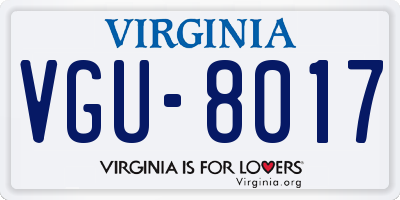 VA license plate VGU8017
