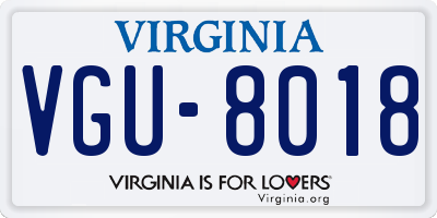 VA license plate VGU8018