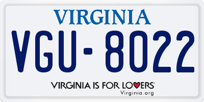 VA license plate VGU8022